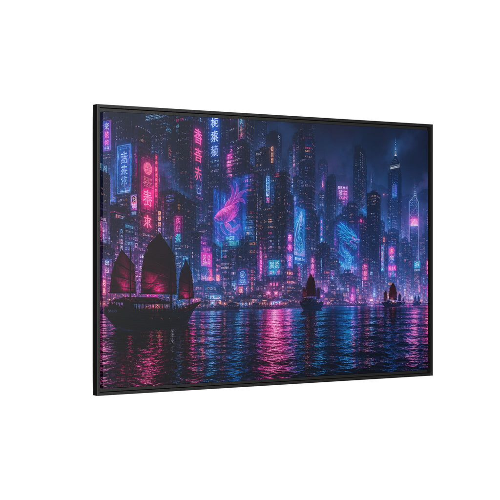 Hong Kong Harbor Night Canvas Wall Art Print Ready to Hang