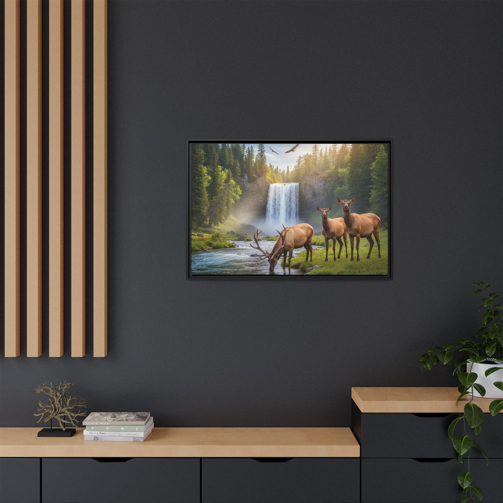 Elk Forest Landscape Wall Art - Eagles Flying - Stunning