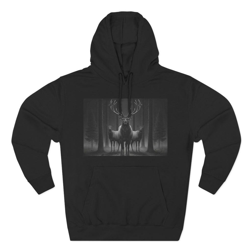 Mystic Stag Hoodie — Dark Forest Elk Trio Graphic Fleece