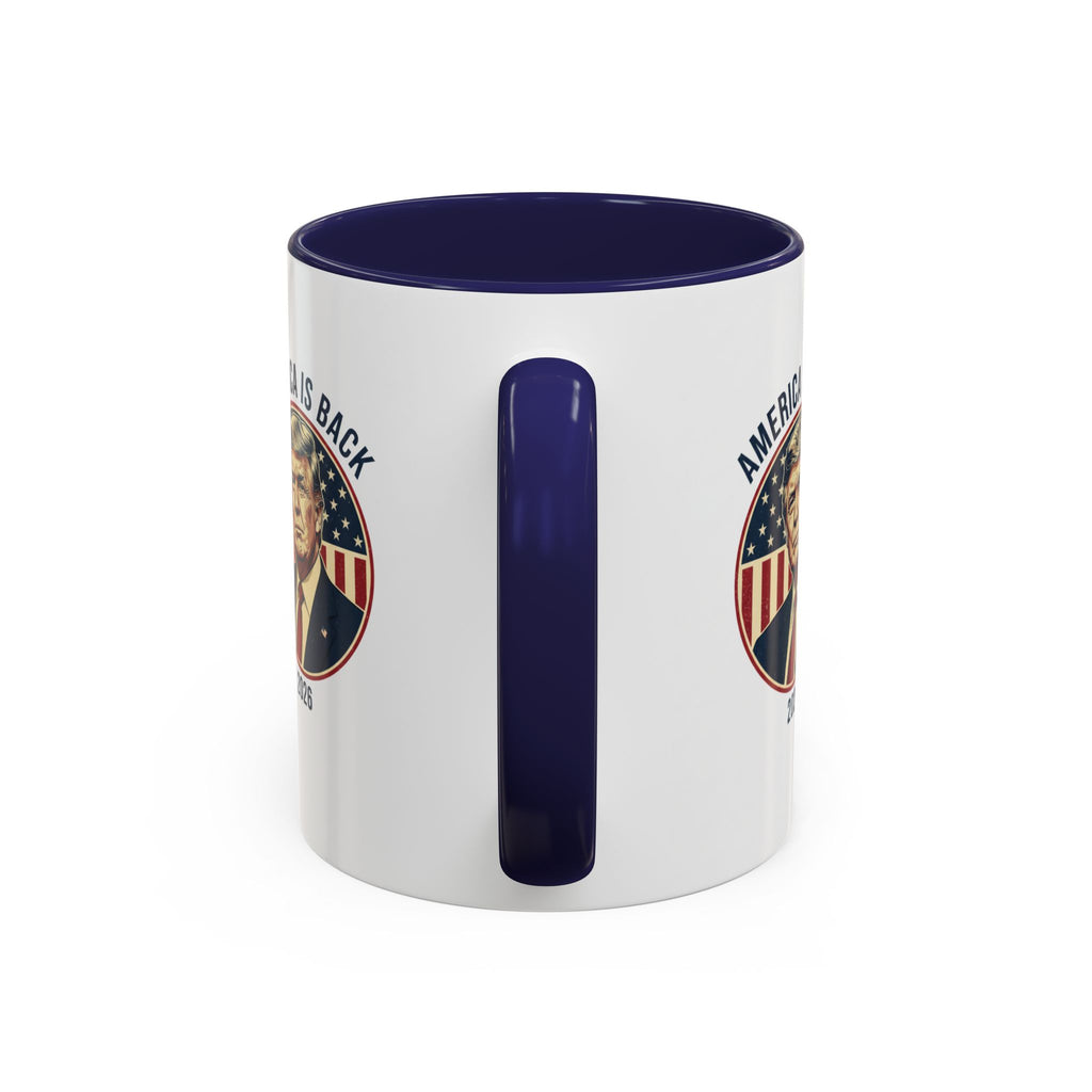 America Is Back 2026 Accent Coffee Mug — Patriotic Trump Campaign Ceramic Mug