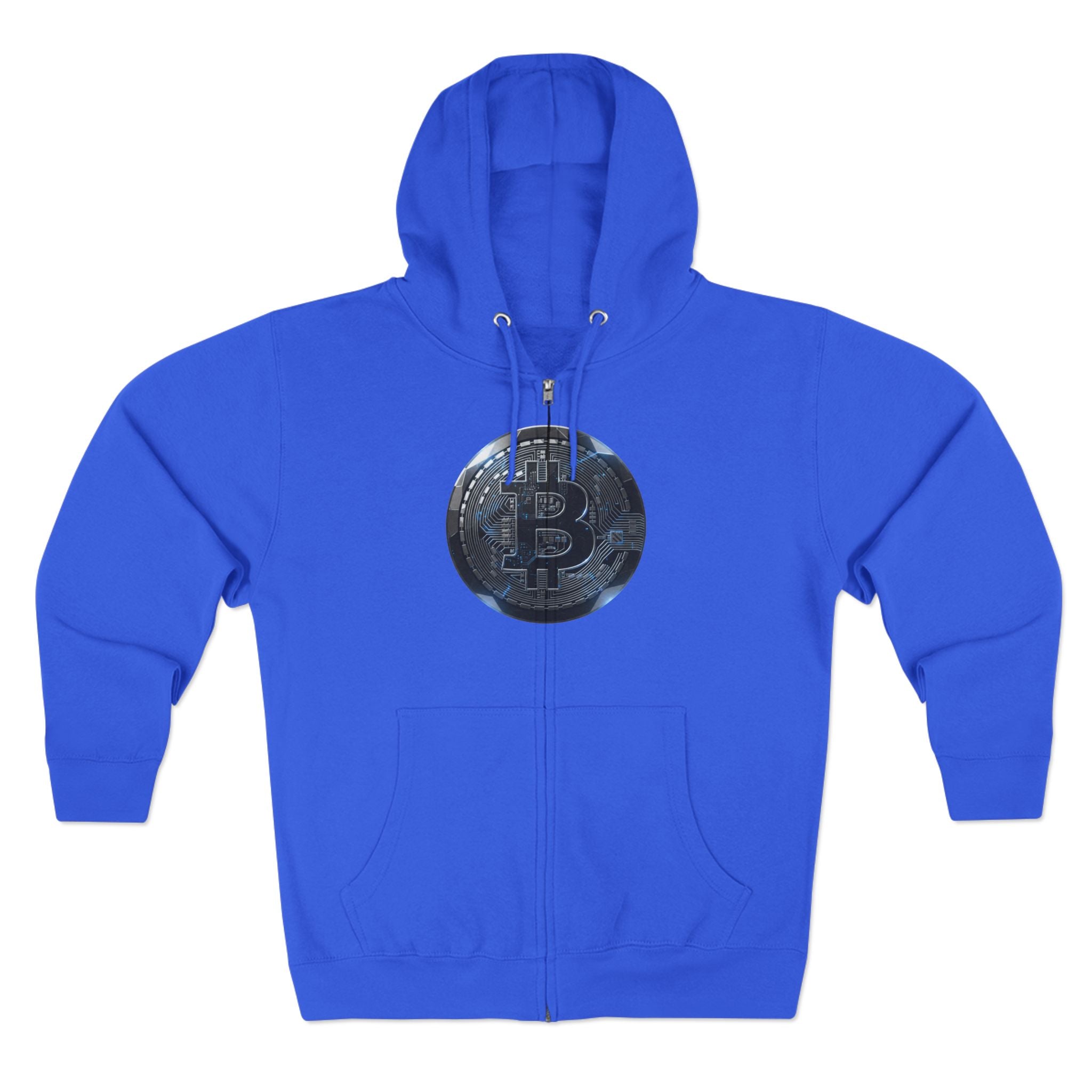 Bitcoin Coin Zip Hoodie — Crypto Logo Zip-Up Hoodie for Bitcoin Enthusiasts