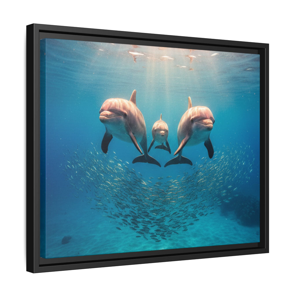 Framed Dolphin Canvas Print — Matte Ocean Wall Art