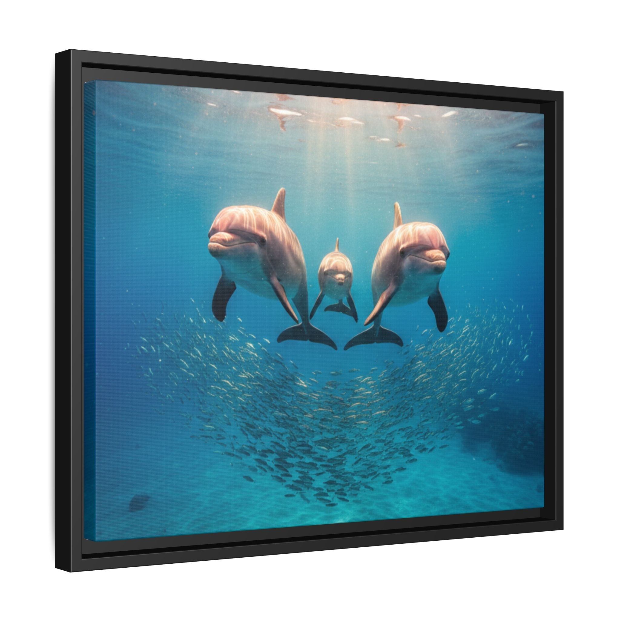 Framed Dolphin Canvas Print — Matte Ocean Wall Art