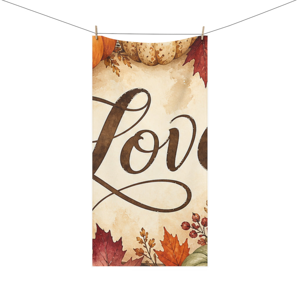 Autumn Pumpkin Love Bath Towel Soft Full Size Fall Halloween Thanksgiving Home Gift