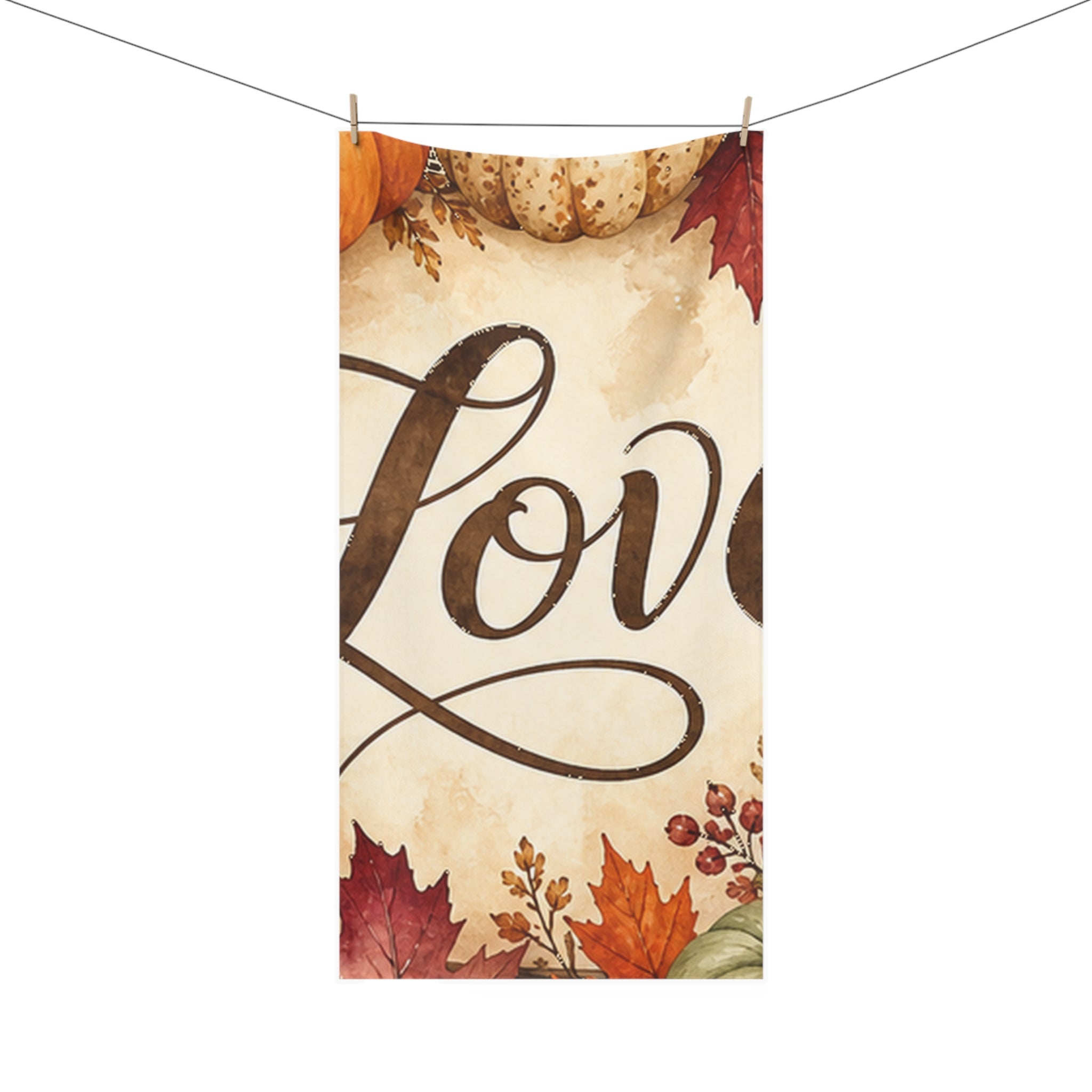 Autumn Pumpkin Love Bath Towel Soft Full Size Fall Halloween Thanksgiving Home Gift