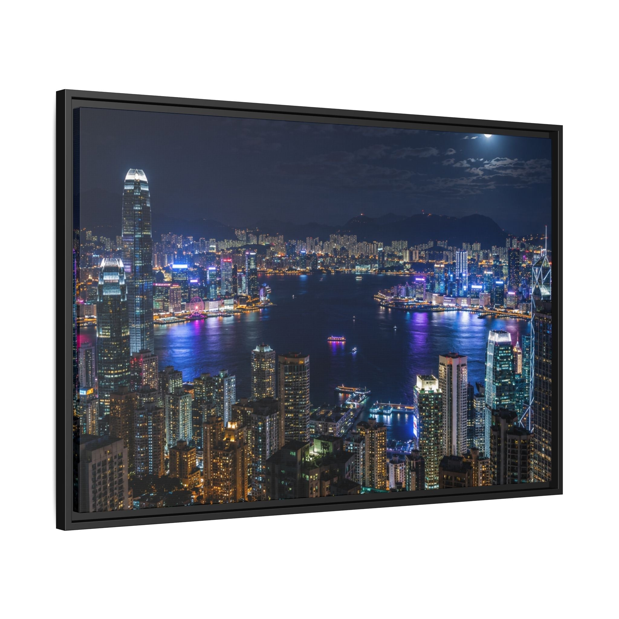 Hong Kong Night City Skape — Nighttime Harbor Skyline - stunning image