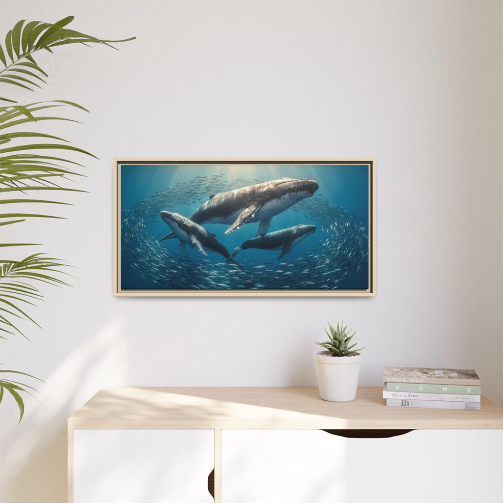 Whale Family Canvas Wall Art - Framed - Stunning