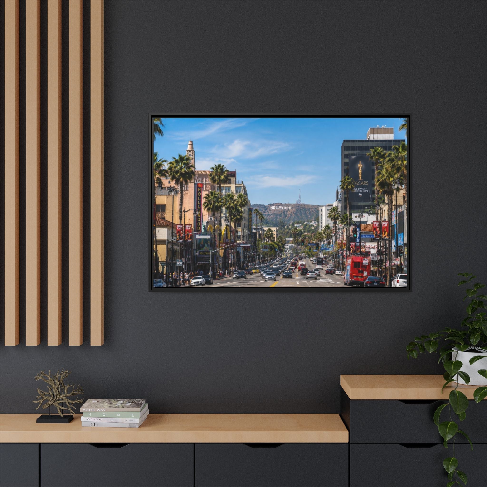 Hollywood Boulevard Matte Canvas Print — Framed Wall Art