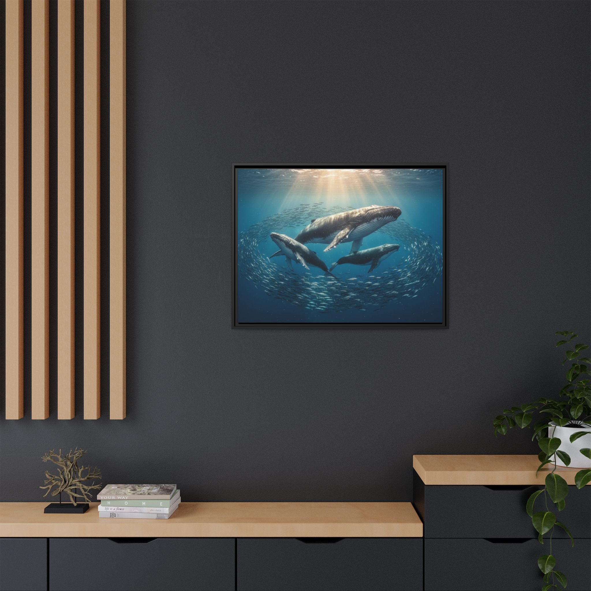 Whale Family Canvas Wall Art - Framed - Stunning