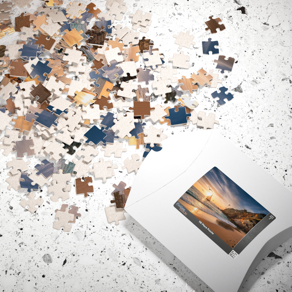 Coastal Sunset Sailboat Jigsaw Puzzle — Scenic Beach Puzzle for Adults & Families (110/252/520/1014 pcs)