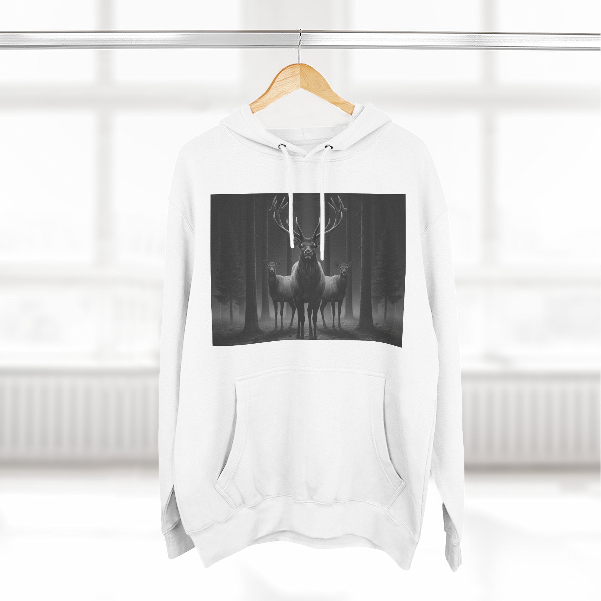 Mystic Stag Hoodie — Dark Forest Elk Trio Graphic Fleece