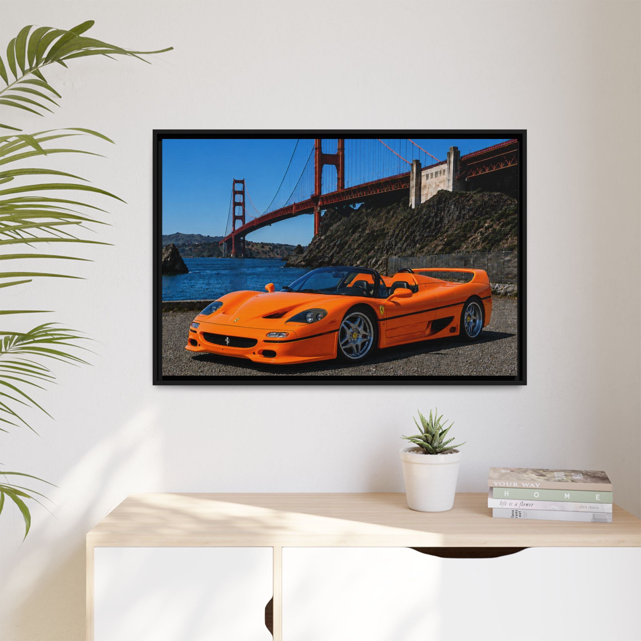 Ferrari F50 1995 - Golden Gate Bridge - Framed Canvas Print - Stunning