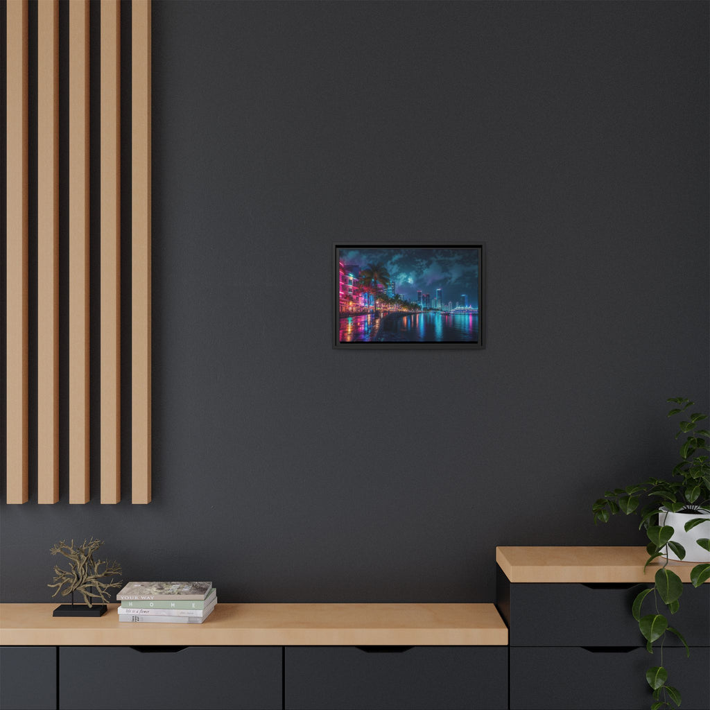 Miami Night Canvas Wall Art Print Ready to Hang