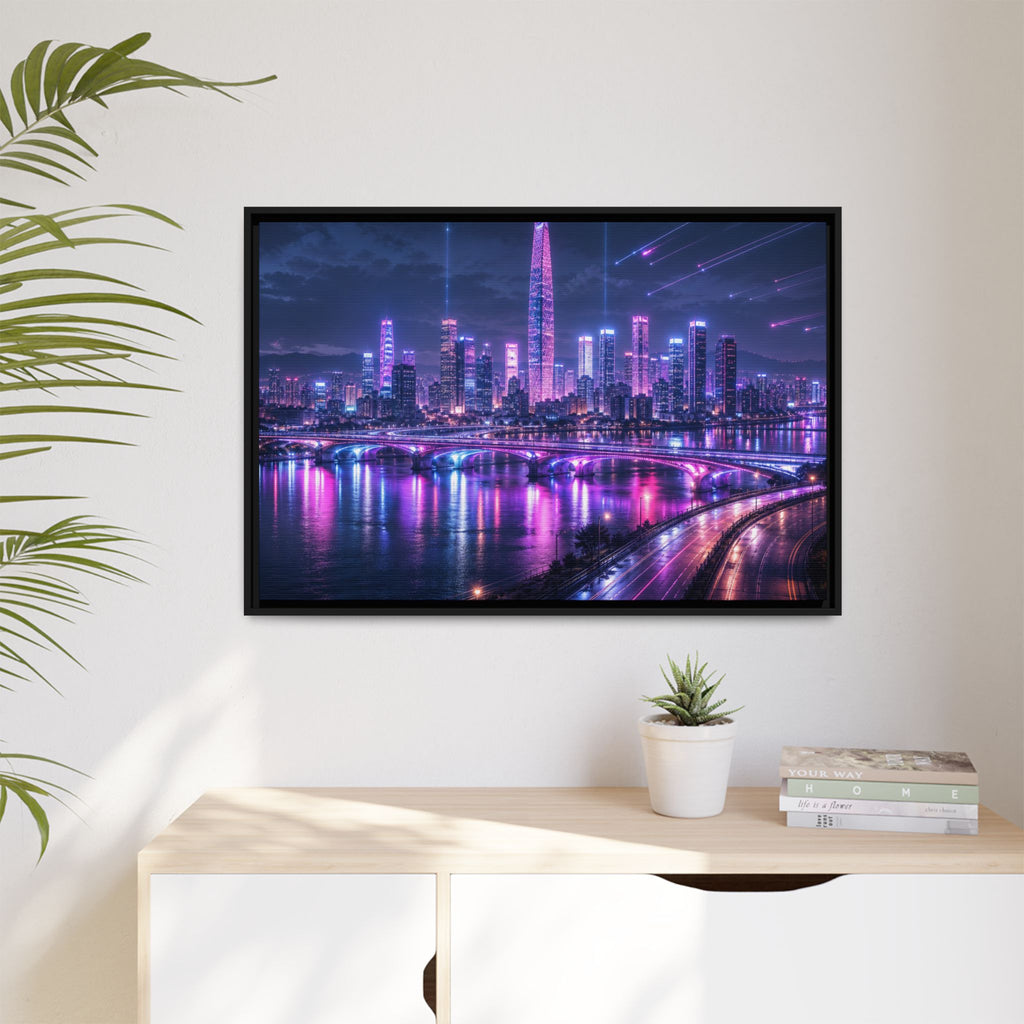 Seoul Night Skyline Canvas Wall Art Print Ready to Hang