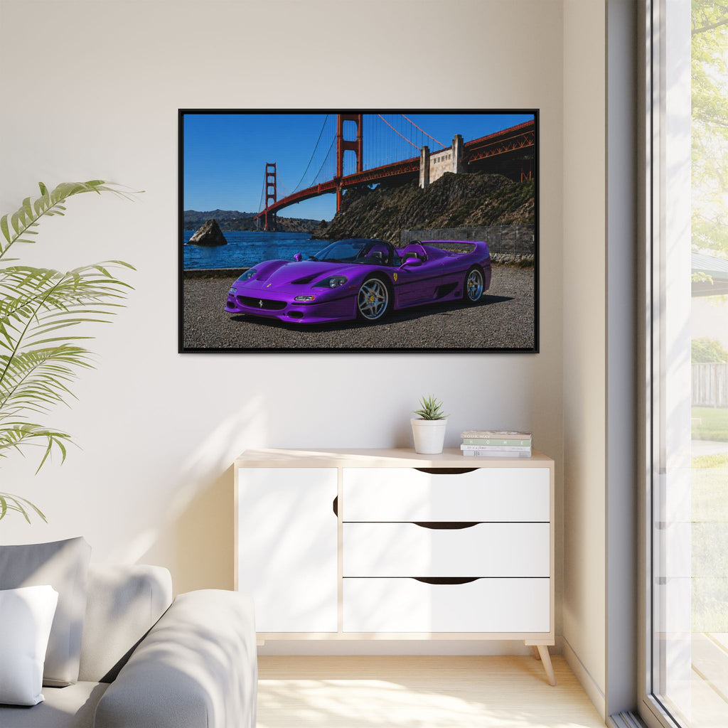 Ferrari F50 1995 — Stunning Canvas Print - At Golden Gate Bridge