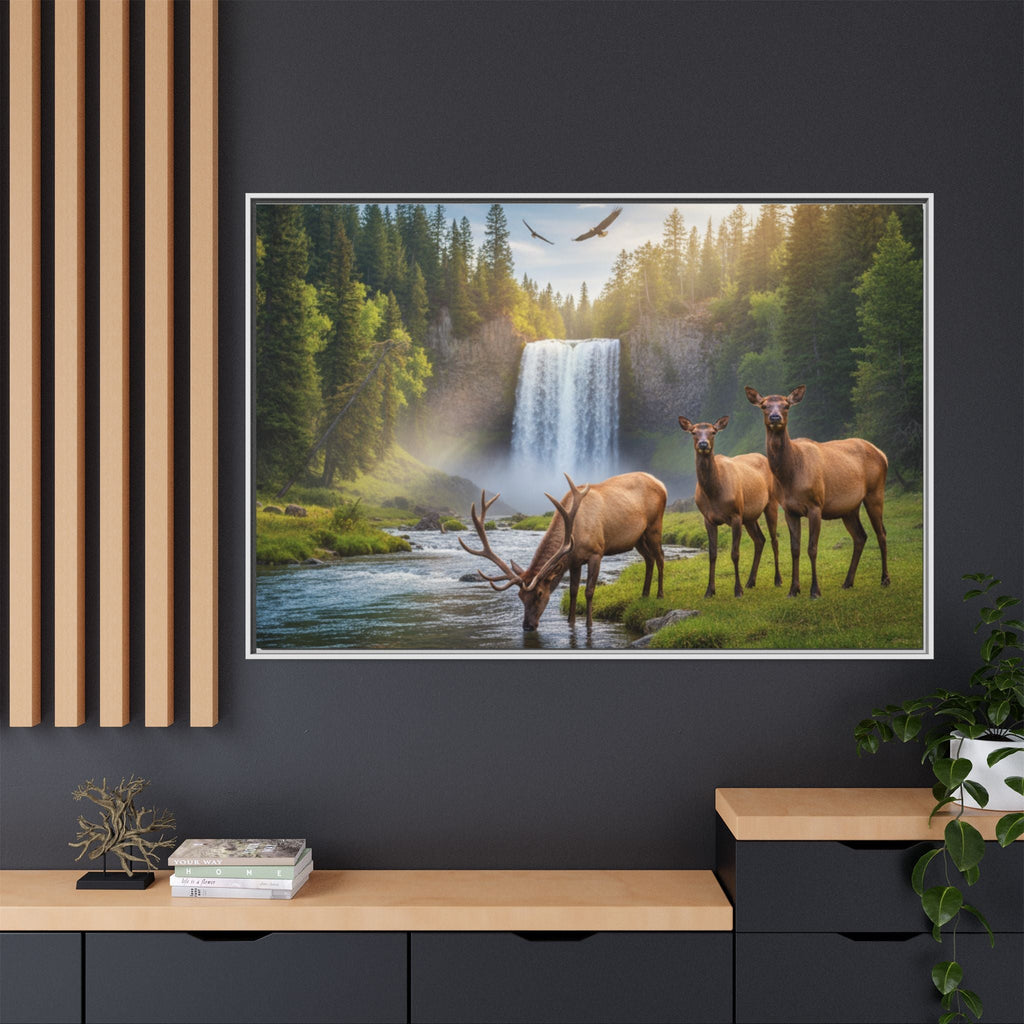 Elk Forest Landscape Wall Art - Eagles Flying - Stunning