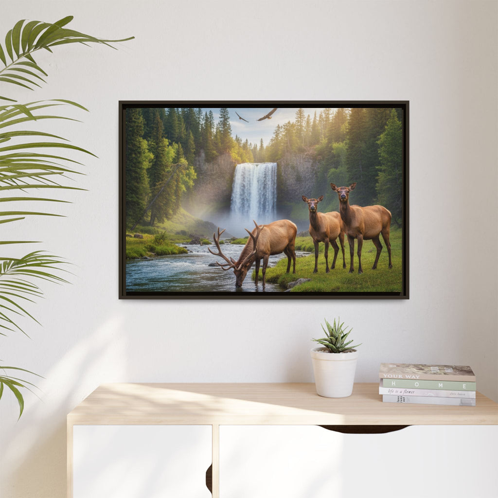 Elk Forest Landscape Wall Art - Eagles Flying - Stunning