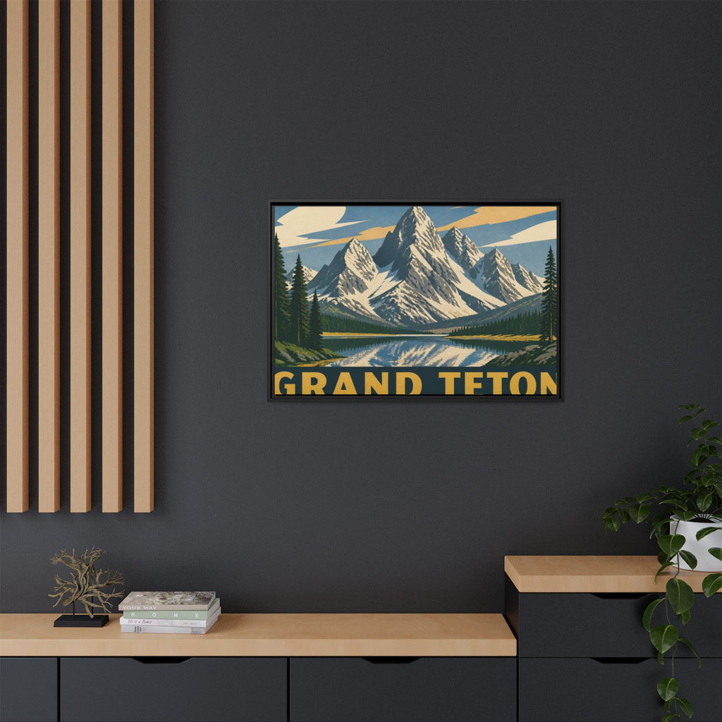 Grand Teton Vintage Travel Poster Canvas Wall Art Print Ready to Hang