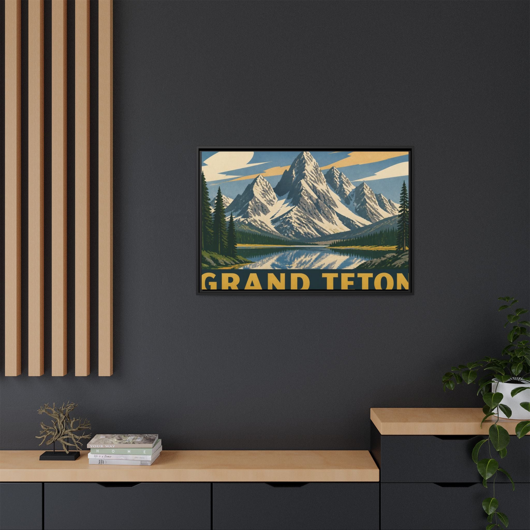 Grand Teton Vintage Travel Poster Canvas Wall Art Print Ready to Hang