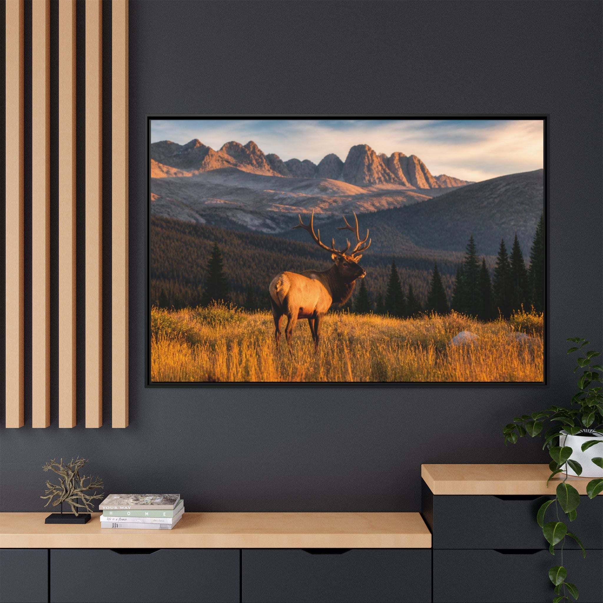 Elk Golden Hour Canvas Wall Art Print Ready to Hang