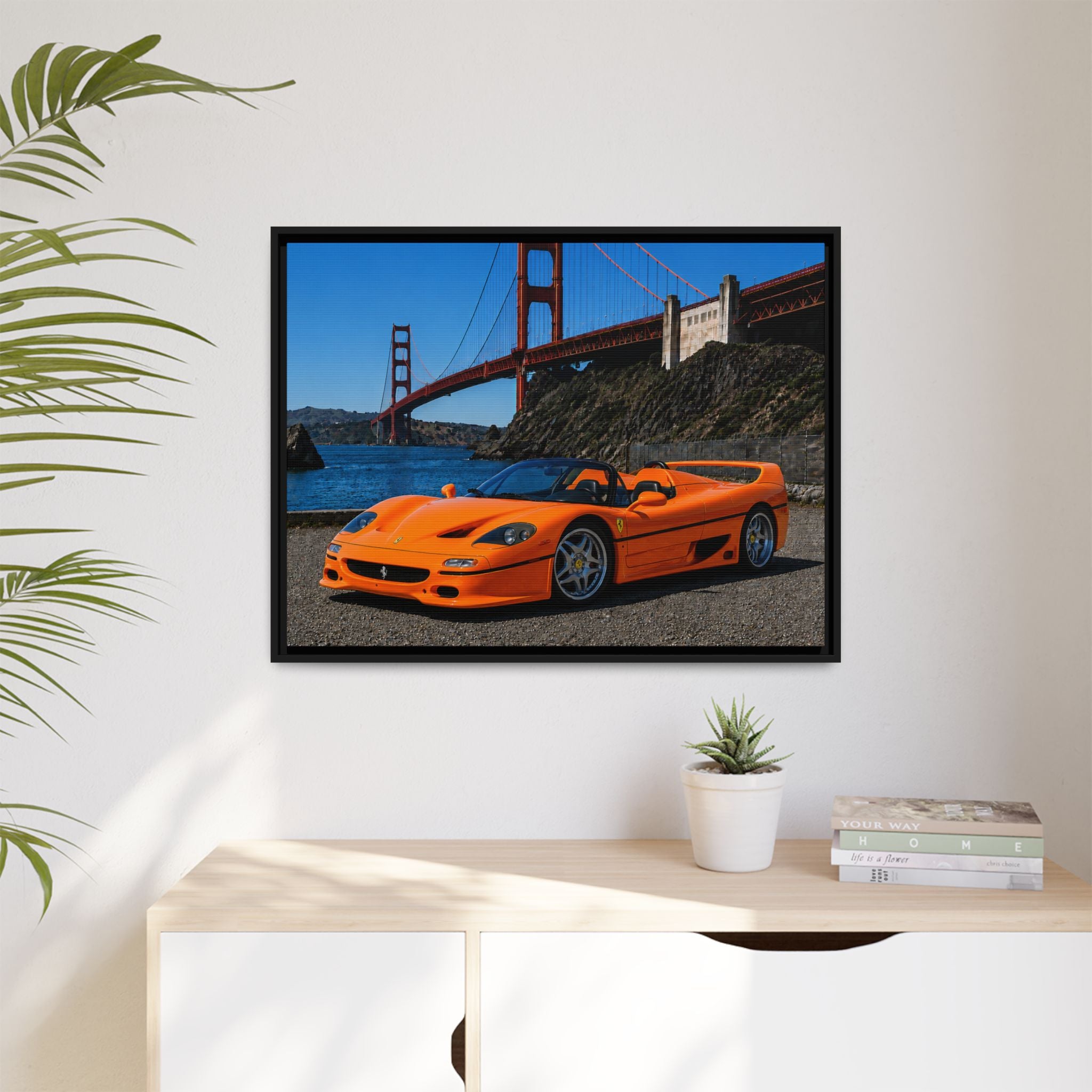 Ferrari F50 1995 - Golden Gate Bridge - Framed Canvas Print - Stunning
