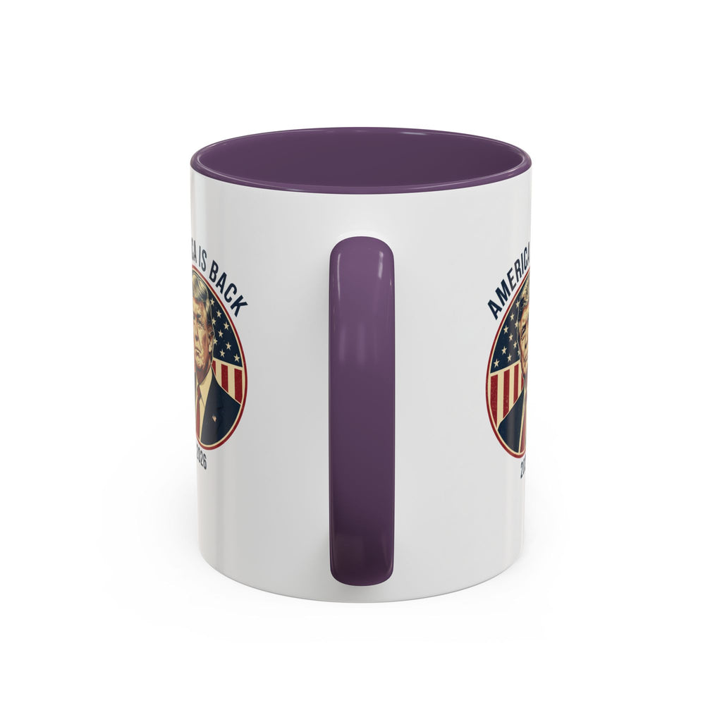 America Is Back 2026 Accent Coffee Mug — Patriotic Trump Campaign Ceramic Mug