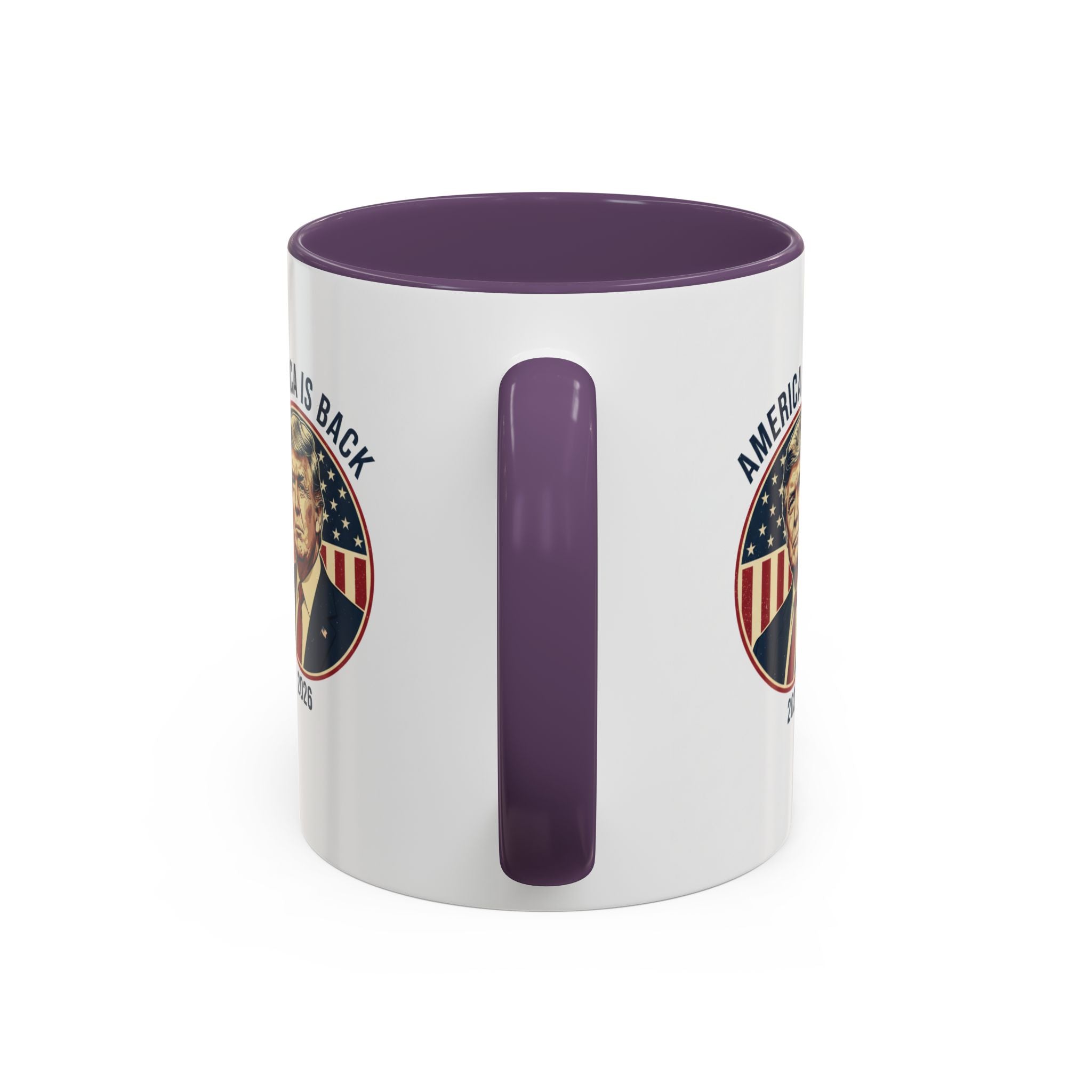 America Is Back 2026 Accent Coffee Mug — Patriotic Trump Campaign Ceramic Mug