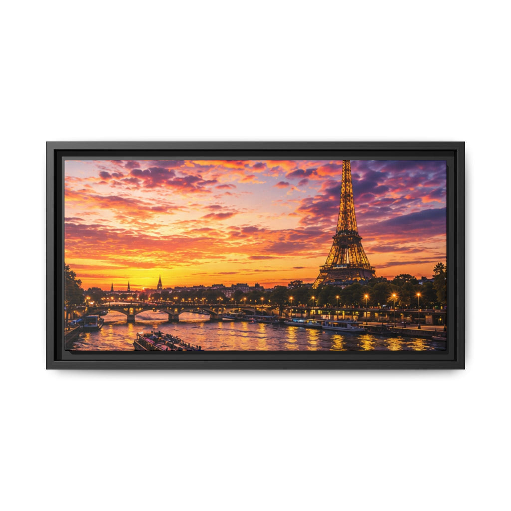 Paris Sunset Matte Canvas Wall Art - Framed - Stunning Picture