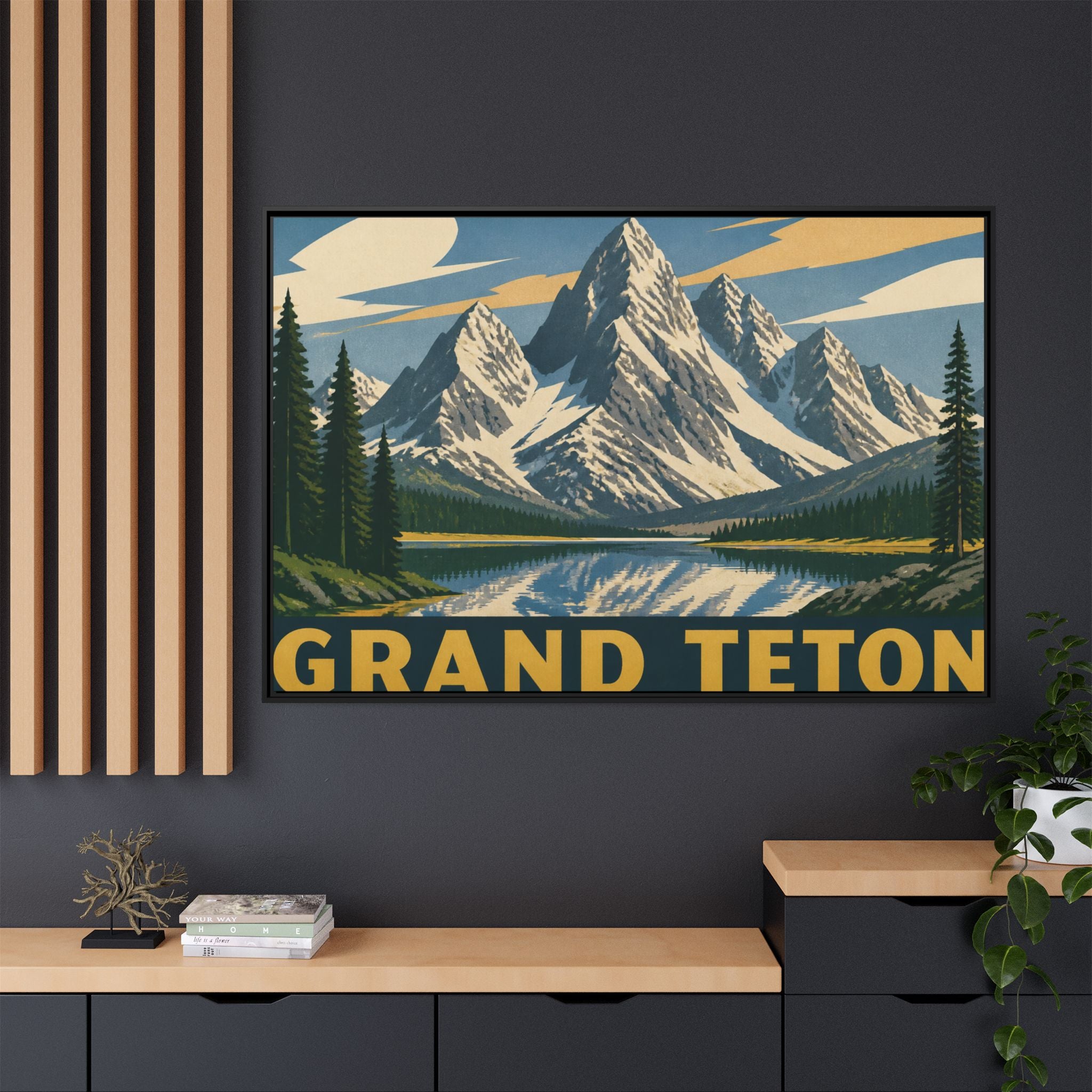 Grand Teton Vintage Travel Poster Canvas Wall Art Print Ready to Hang