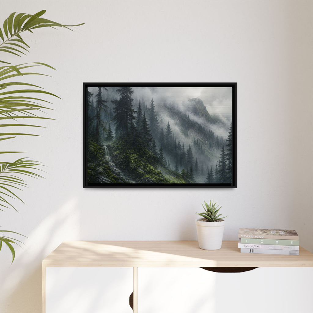 Cascades Fog Forest Canvas Wall Art Print Ready to Hang