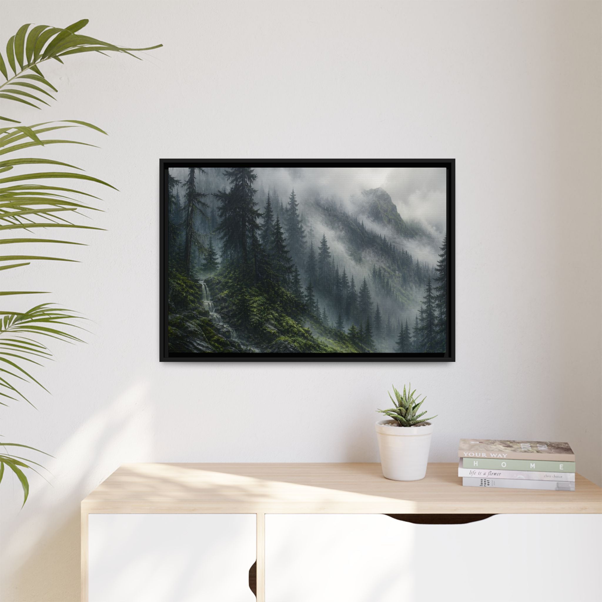 Cascades Fog Forest Canvas Wall Art Print Ready to Hang