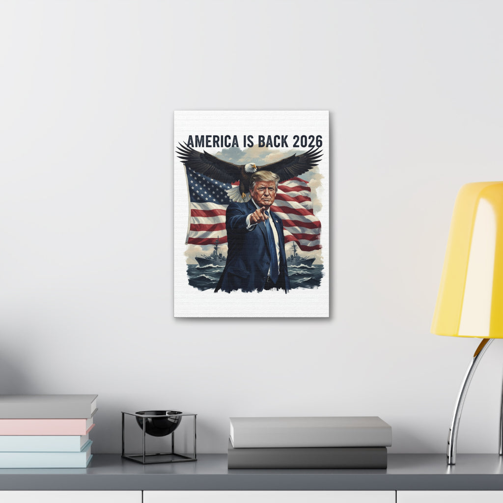 Patriotic 'America Is Back 2026' Canvas Wall Art