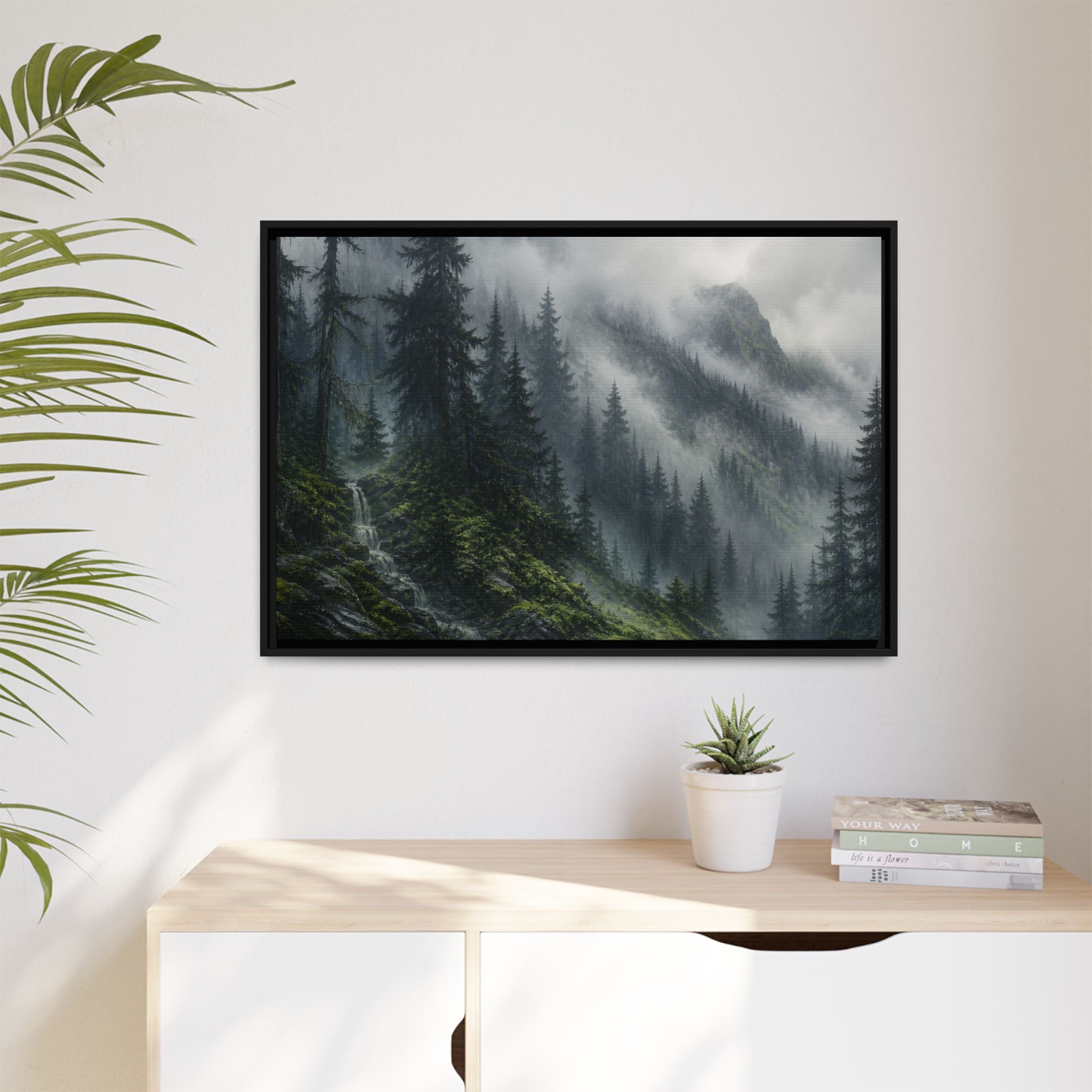 Cascades Fog Forest Canvas Wall Art Print Ready to Hang