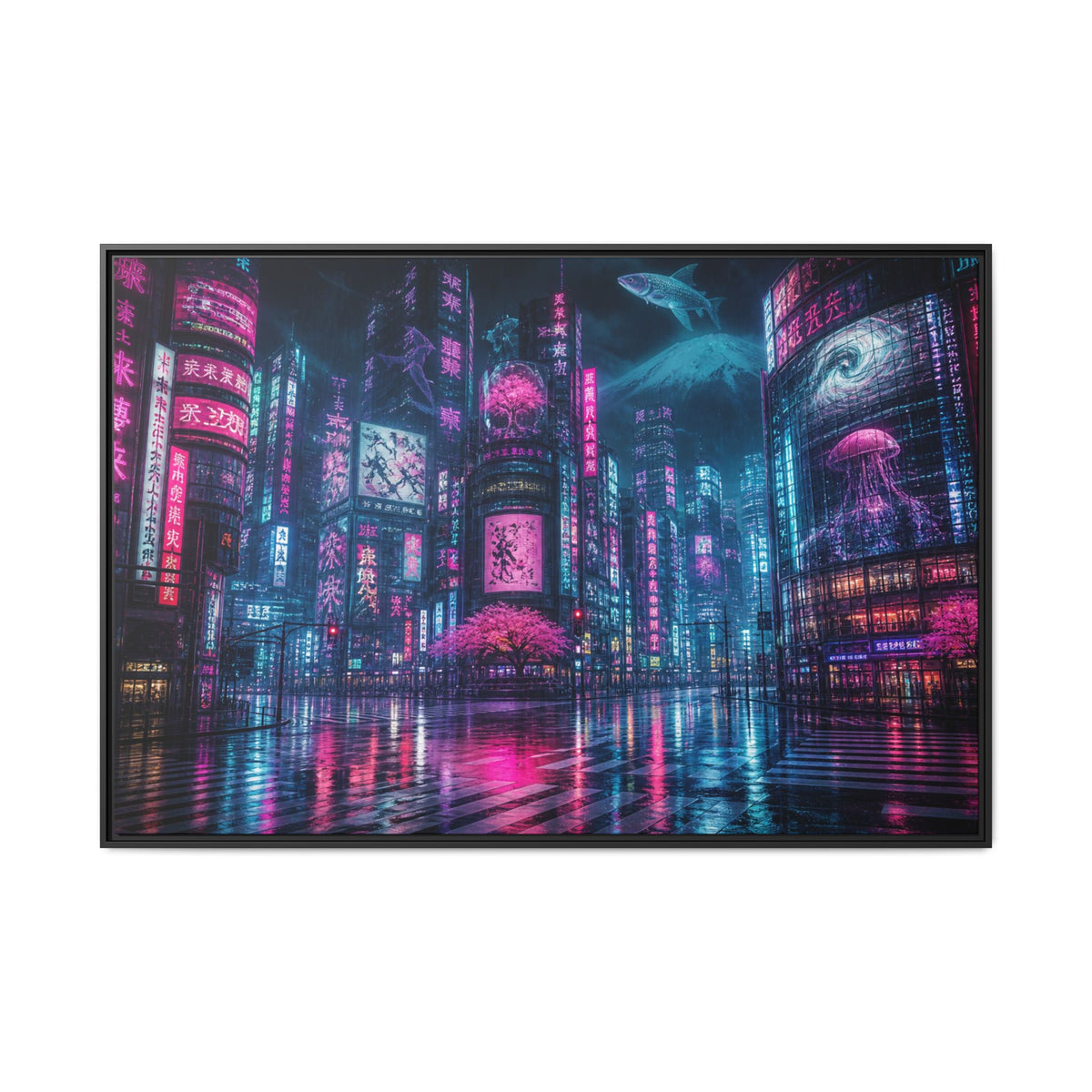 Tokyo Neon Night Canvas Wall Art Print Ready to Hang