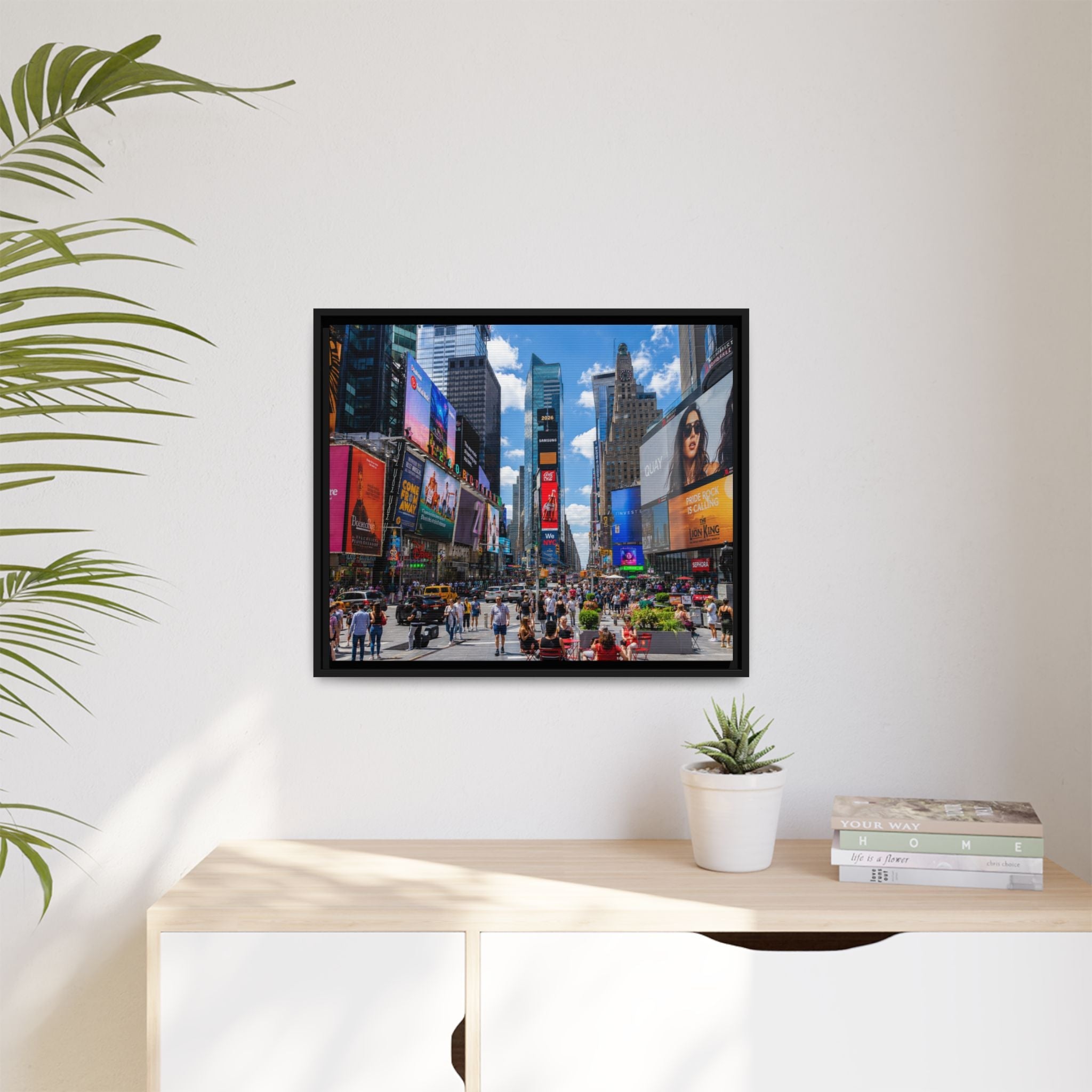 Times Square New York Matte Canvas Framed Wall Art — Vibrant Cityscape Photography