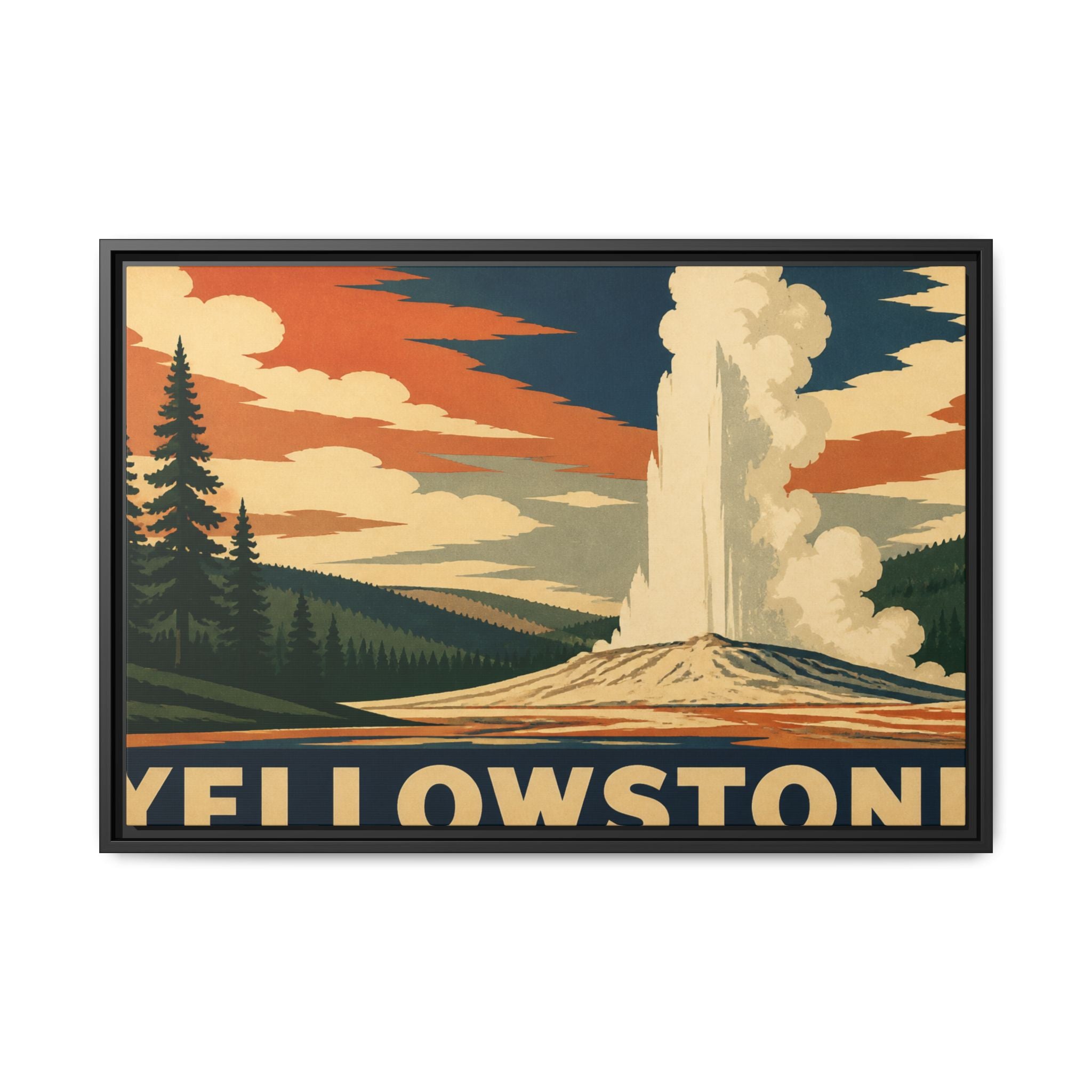 Yellowstone Vintage Travel Poster Canvas Wall Art Print Ready to Hang