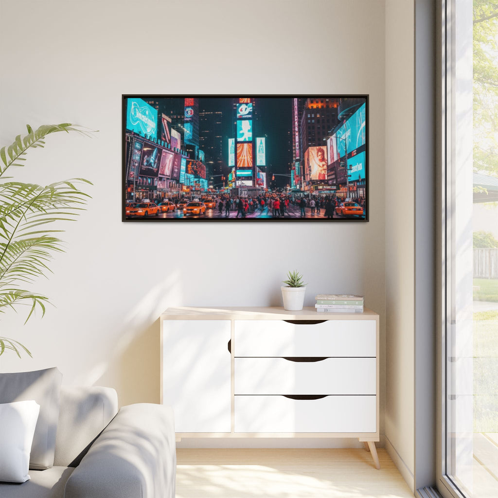New york / Japan Nightskape Cityskape Framed Canvas Art - Stunning