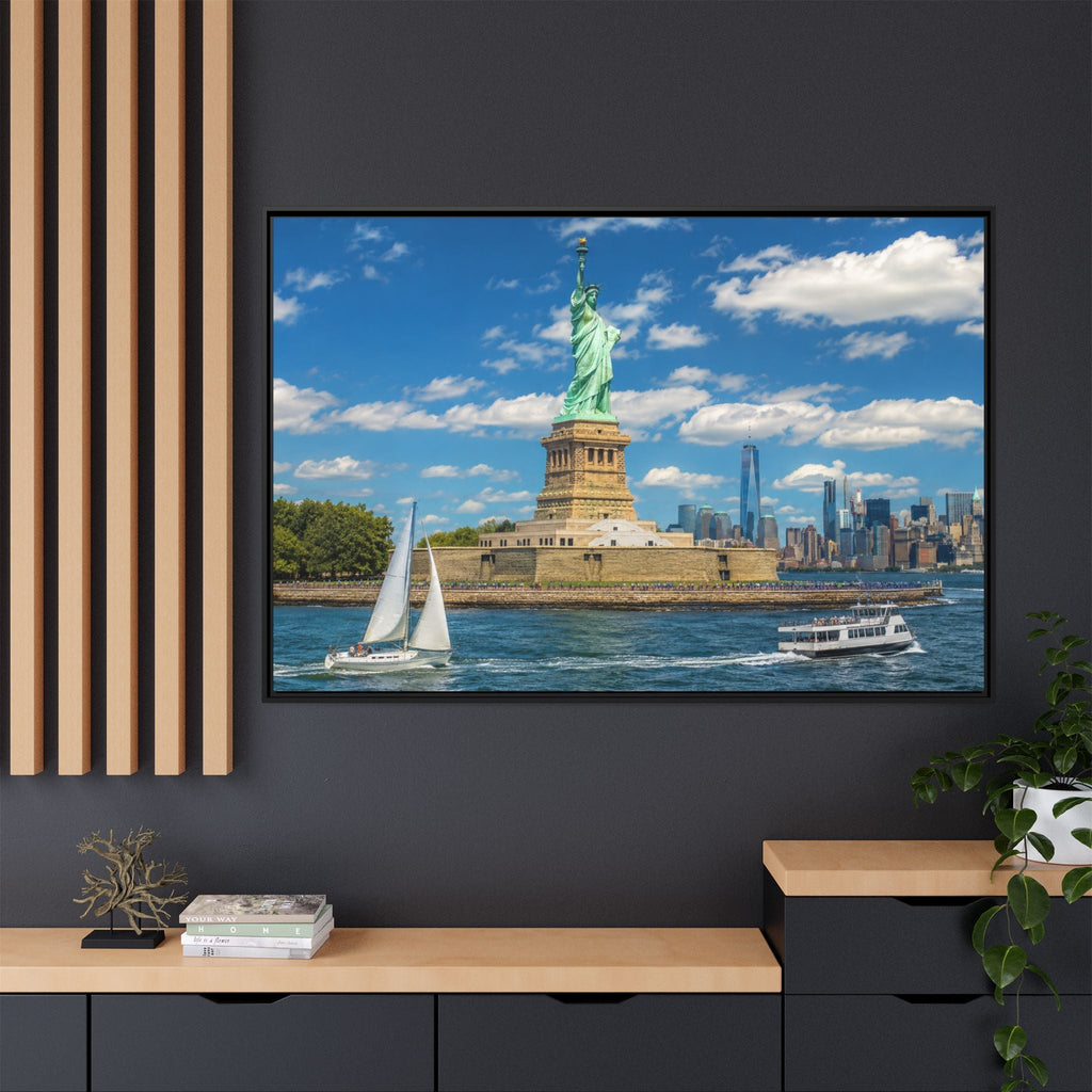 Statue of Liberty Matte Framed Canvas Print — New York City Landmark Wall Art