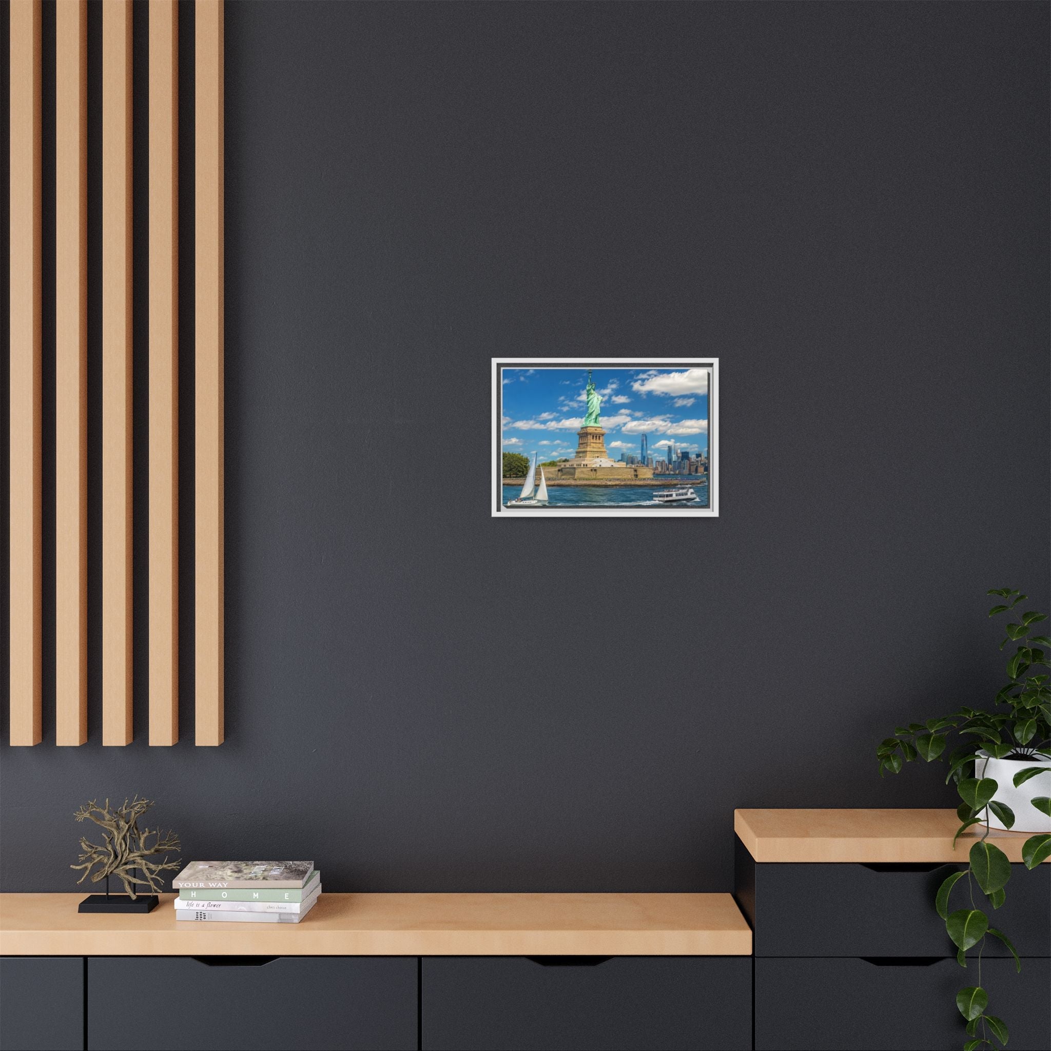 Statue of Liberty Matte Framed Canvas Print — New York City Landmark Wall Art