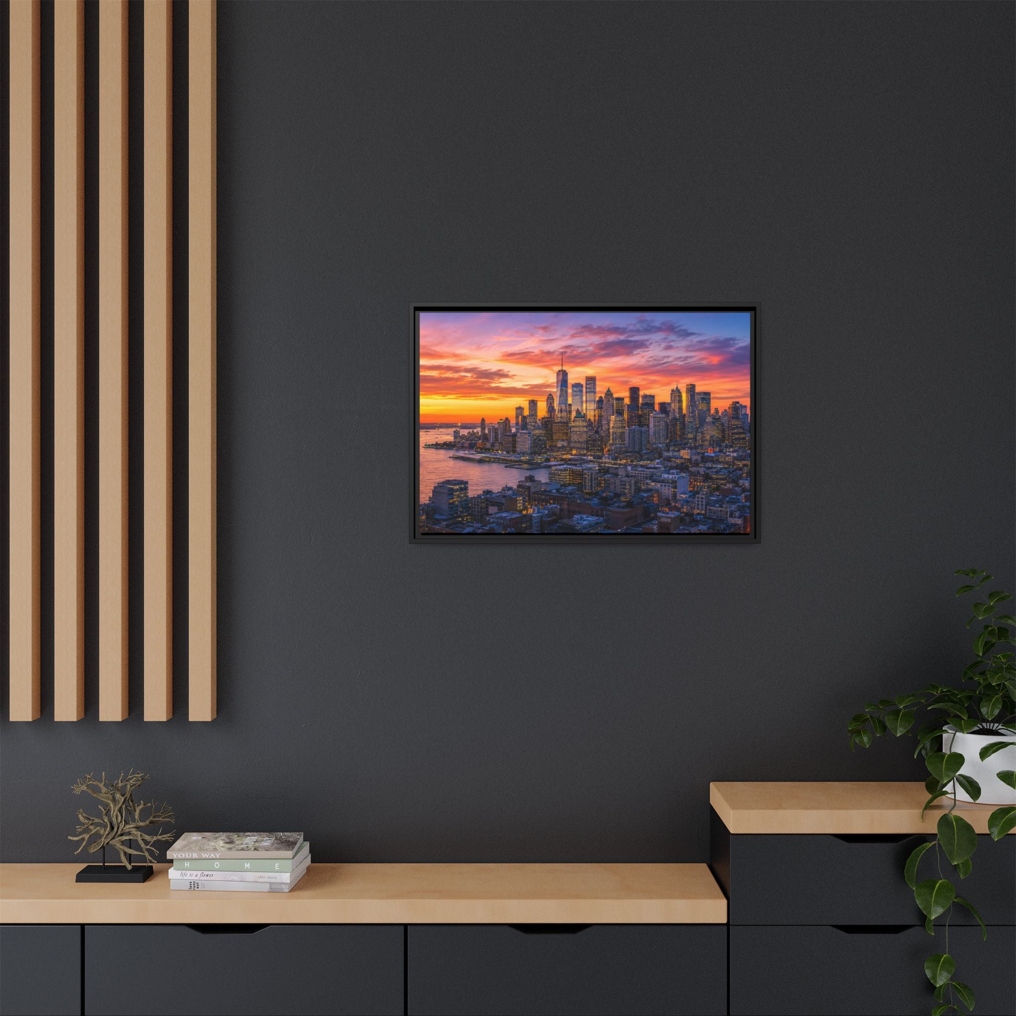 New York City Stunning — Vibrant Skyline Sunset Canvas Wall Art