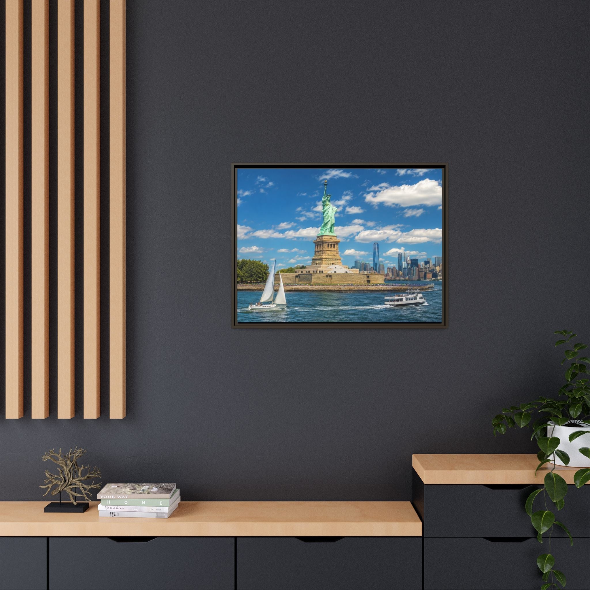 Statue of Liberty Matte Framed Canvas Print — New York City Landmark Wall Art