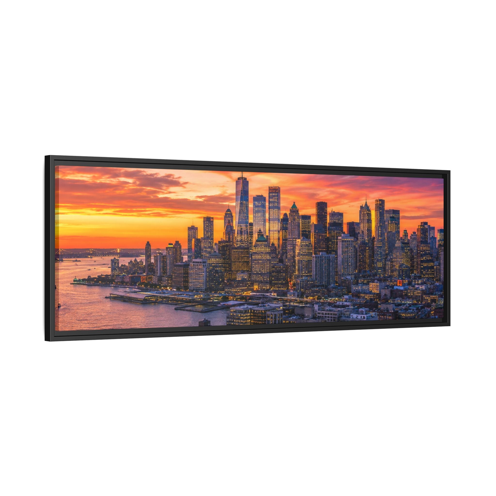 New York City Stunning — Vibrant Skyline Sunset Canvas Wall Art