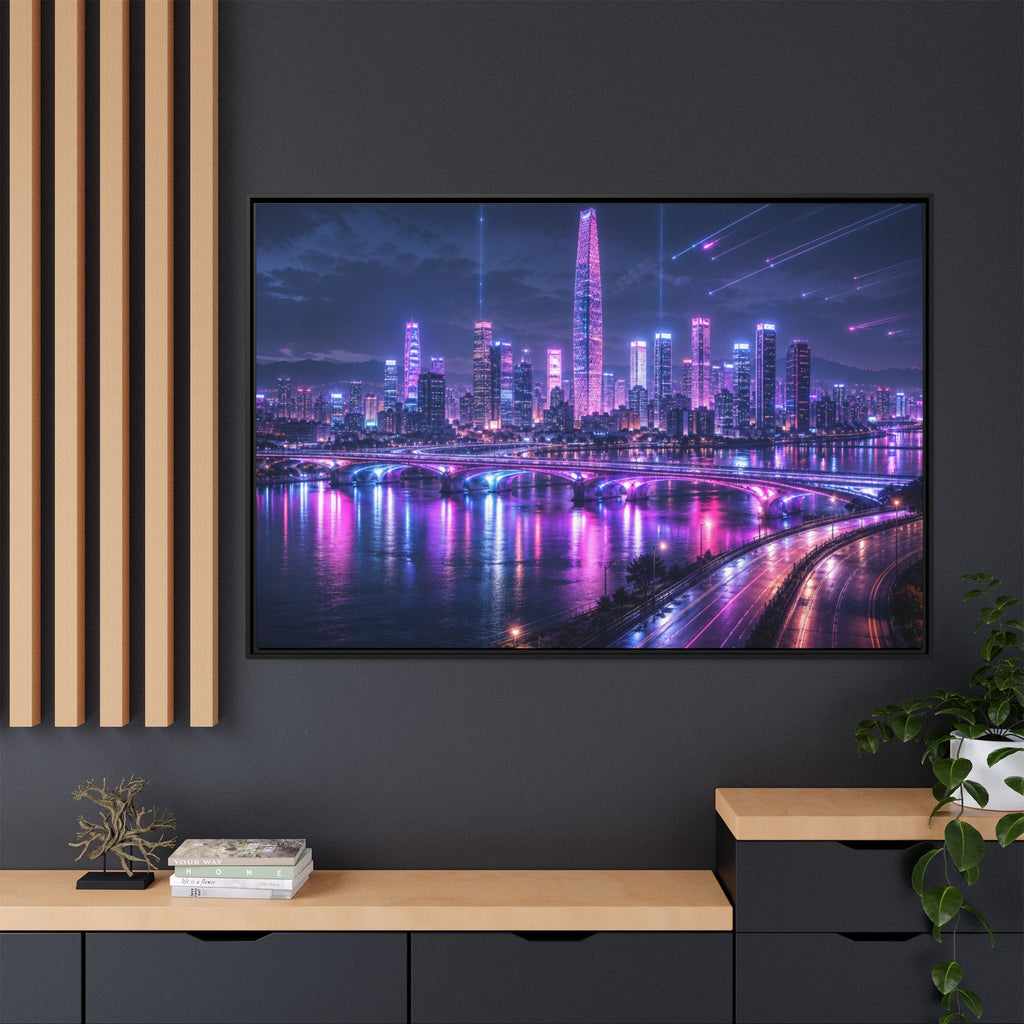 Seoul Night Skyline Canvas Wall Art Print Ready to Hang