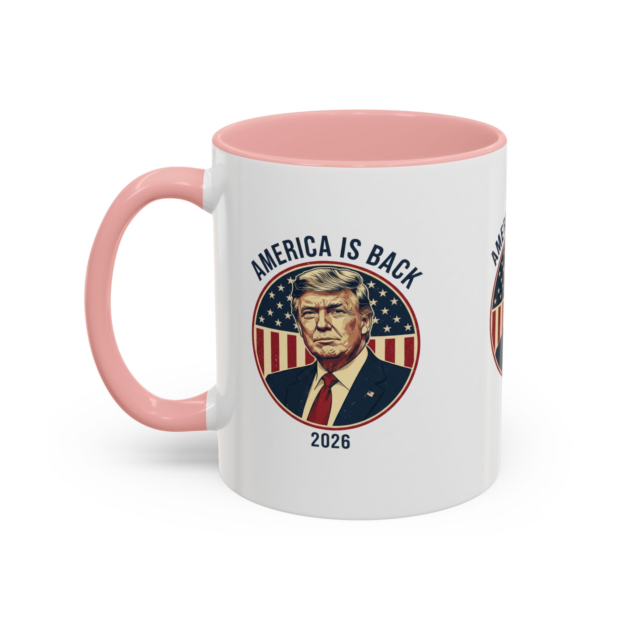America Is Back 2026 Accent Coffee Mug — Patriotic Trump Campaign Ceramic Mug