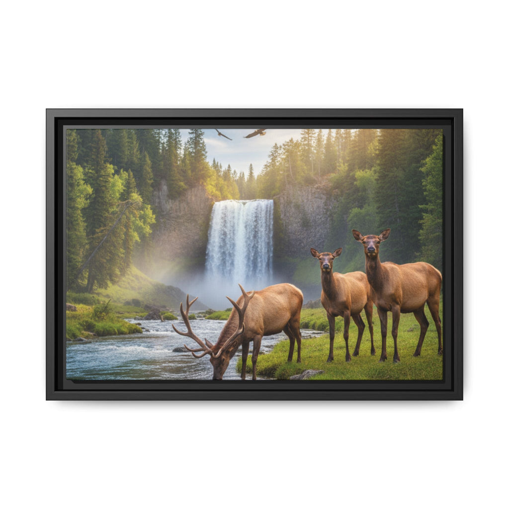 Elk Forest Landscape Wall Art - Eagles Flying - Stunning