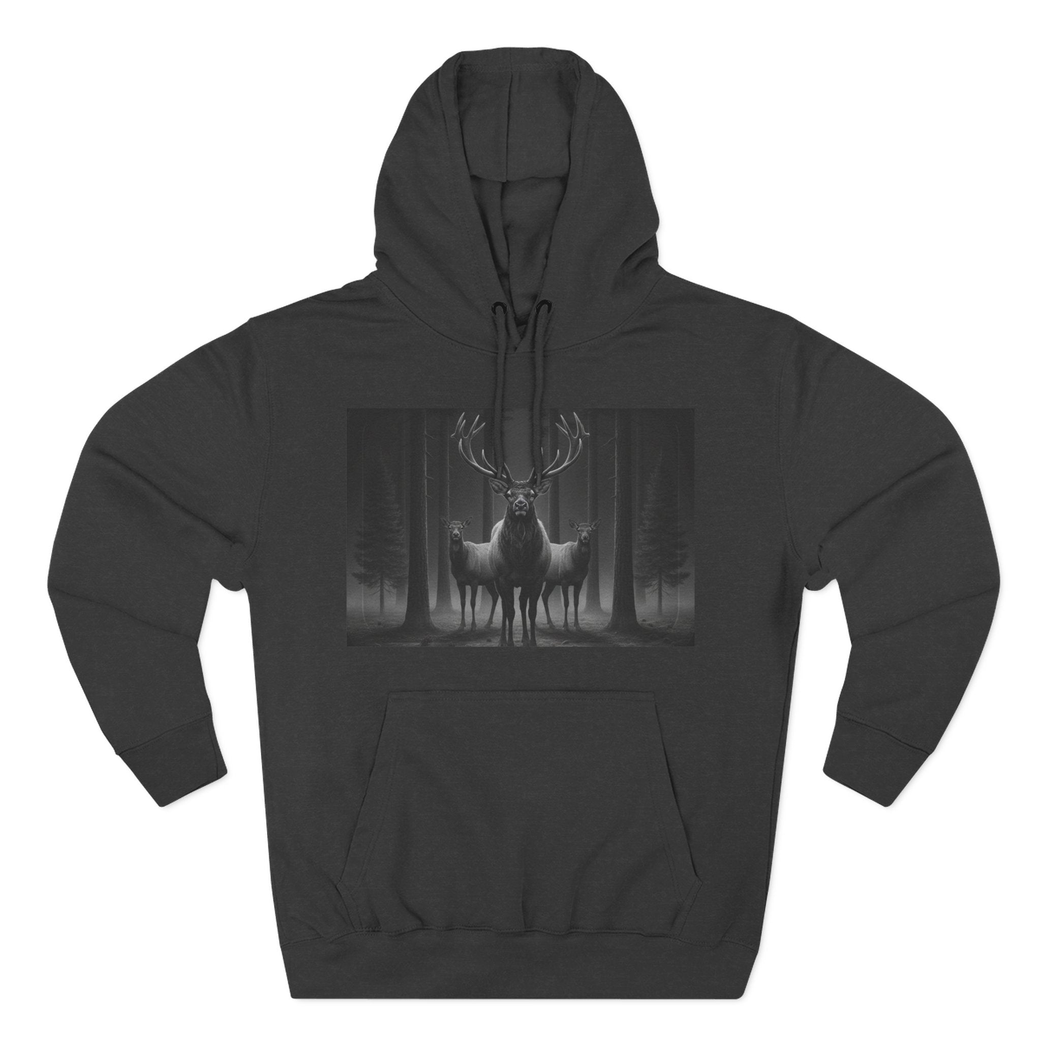 Mystic Stag Hoodie — Dark Forest Elk Trio Graphic Fleece