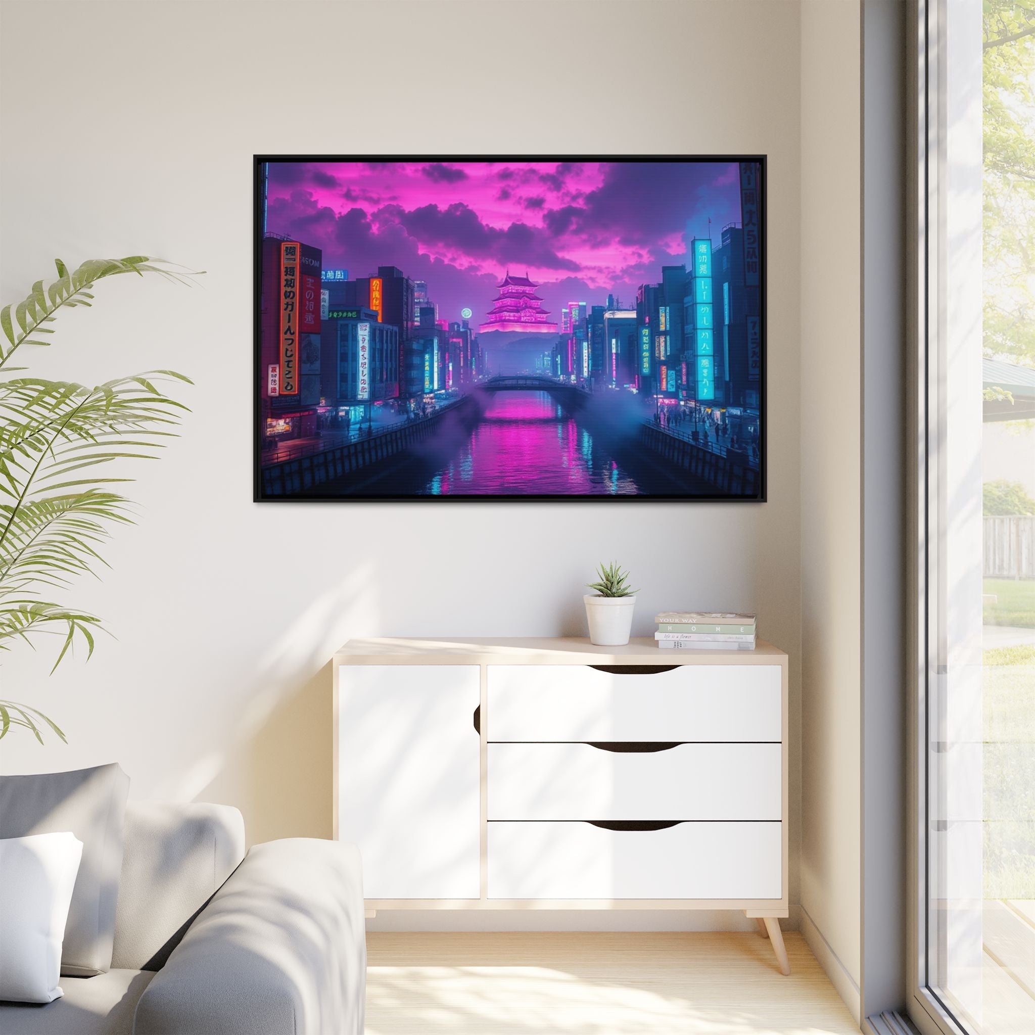 Osaka Neon Night Canvas Wall Art Print Ready to Hang