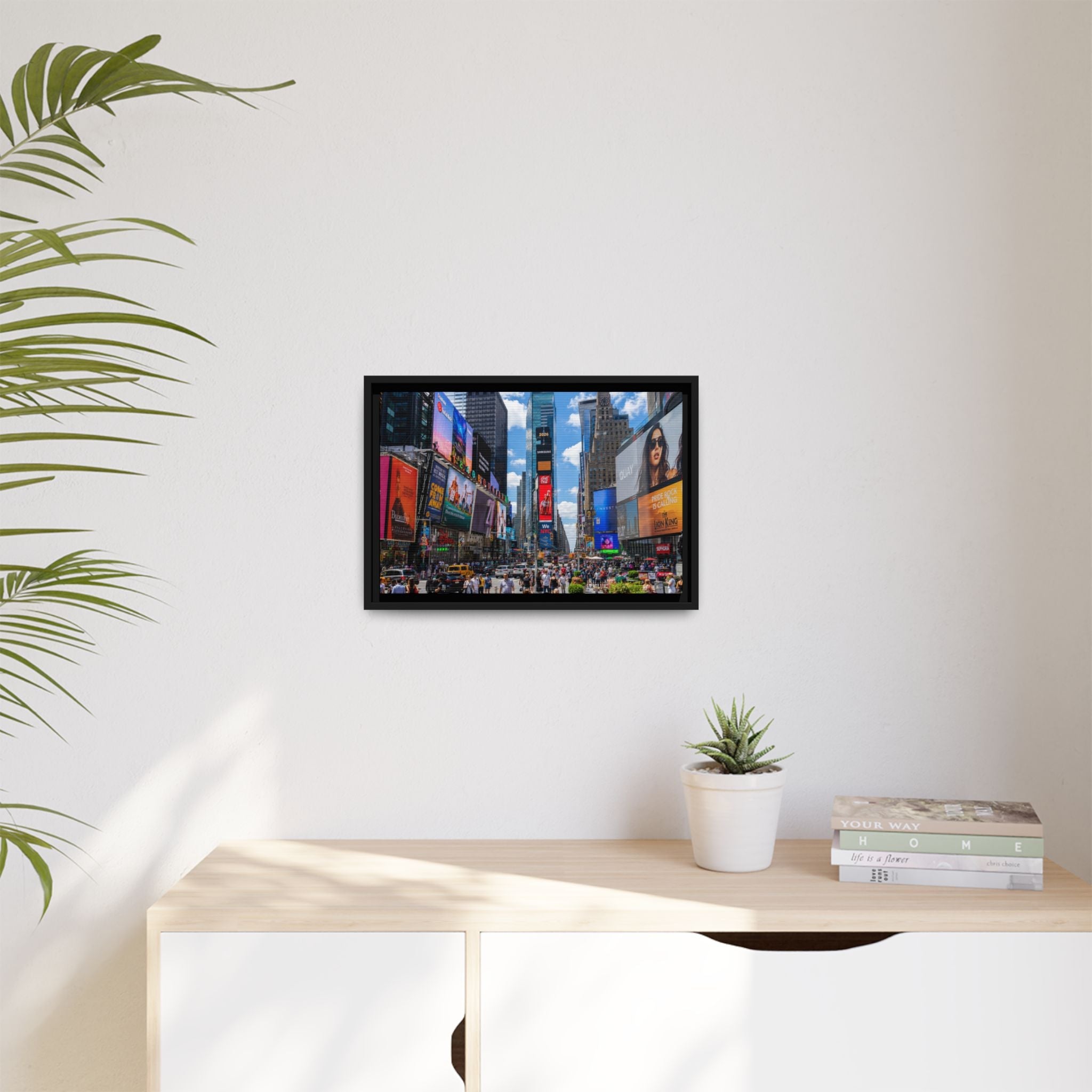 Times Square New York Matte Canvas Framed Wall Art — Vibrant Cityscape Photography