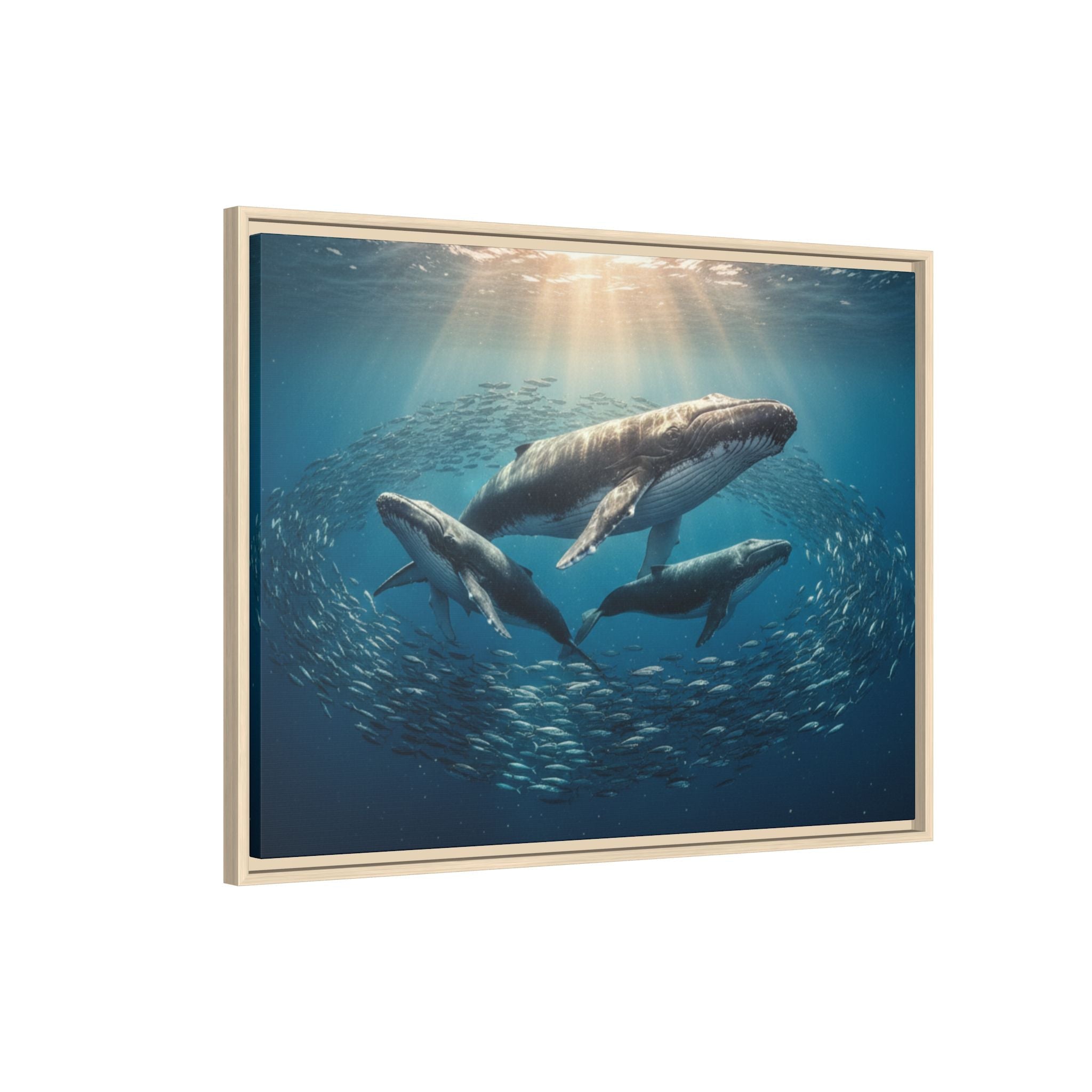 Whale Family Canvas Wall Art - Framed - Stunning