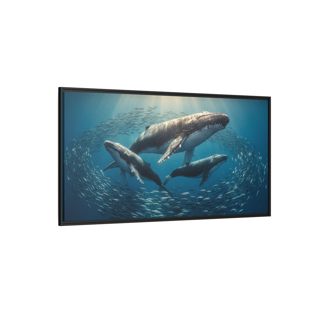 Whale Family Canvas Wall Art - Framed - Stunning